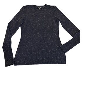 AQUA 100% Cashmere women’s sweater Speckled Crewneck XS Charcoal